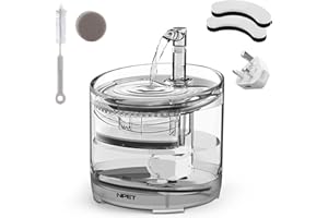 NPET Cat Water Fountain, Ultra Quiet Cat Fountain 1.5L, Automatic Pet Drinking Fountain with Faucet Kit, Visible Water Level Small Dog Water Fountain with 2 Filters, 3 Modes, WF050TP