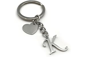 EVEMATE Schlüsselanhänger Buchstabe mit Herz | A-Z Buchstaben | Handmade | Edelstahl Anhänger | Namen Initiale Geschenk Partner Geburtstag Freund Freundin Mutter Vater