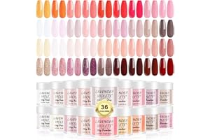 Lavender Violets 36 Colours Dip Nails Powder Starter Kit Nude Pink Skin Tones Red and Yellow Glitter Neutral French Acrylic Dipping Nail Powder Colour Set for Home Salon Dip Manicure Designs M953