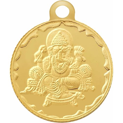 Bangalore Refinery Metal 2 Gm Round Ganesh 24k (999) Yellow Gold Pendant (without hook)