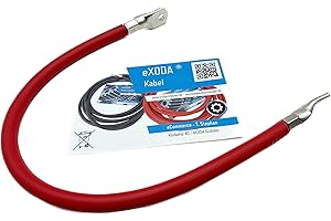 Exoda kit de câbles de batterie 25 mm² 75cm avec cosses M8 rouge pour voiture moto bateau bonne qualité flexible 99 pourcent cuivre pour connexion fiable