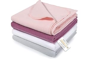 Makian - Lange Molleton 80x80 cm (Lot 4 Pièces) - Doux, Absorbant, Multi-Usage - 100% Coton Flanelle, Oeko-Tex - Rose