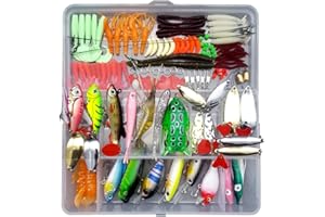 Leurres de pêche Kit avec Boîte à Outils Portable, RoseFlower Appât Flottante Set Appât de Pêche Hameçons Basse Accessoires avec Spinnerbaits, Plastique vers, Minnow, Crochets de Pêche - Fishing Lure