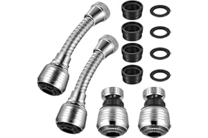 YIWONFU 4 Extensión de Grifo, Extensión de Grifo Giratoria de 360 ° con Juntas a Prueba de Fugas y Adaptador de Grifo, Aireador Ajustable de 2 Modos para Cocina, Baño, Inodoro