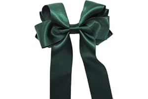 PRETTYBOUTIQUE Girls Handmade Satin Ribbon Boutique Ponytail Hair Bow Clips Barrette (Dark Green) 10cm