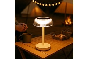 DAWALIGHT Outdoor Table Lights Battery Powered, IP54 Waterproof Solar Table Lamp LED 3000K Warm White, Cordless Dimmable Bedside Lamp for Garden Camping Bedroom Restaurant Hotel, White