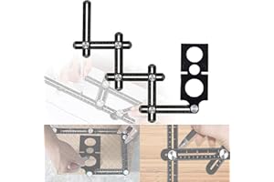 JIRENSH Template Tool,Winkelschablone Template Tool,Multi Winkel Messlineal Vorlage Werkzeug,6 Sides Alulegierung Winkelschablone, Multi winkel lineal,Mit Tile Positioning Aperture Lineal