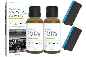 COMEDYKING Crystal Coating Voiture Plastique Rénovation Revêtement, Revêtement En Pièces En Plastique, Renovateur Plastique Voiture Interieur, Agent De Remise À Neuf De Placage De Voiture Avec Éponges (2)