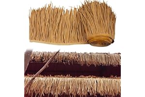 GQZJY Matériaux de chaume de toiture de paille Tiki Toit de chaume de palmier Feuilles de chaume artificielles Décorations de fête Toit de chaume roulé en herbe de palmier Jardin Tiki Bar(Size:5m/16.4ft)