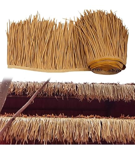 Thatch Roofing For Mexican Tiki Hut Grass - Tropical Paradise Tiki Bar Decor - Transform Your Outdoor Party With Grass Table Skirt & Wall Panels(Yellow, 40 X 16 Inch