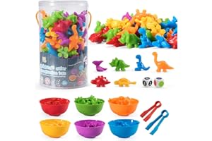 Lifeant Jeux Montessori-48 pièces Dinosaure Comptage et Tri, éducatifs avec Gobelets Busy Board, Montessori 1 an, 2, Couleur Classification Jouets Enfant Cadeau Garcon Fille 2-5 Ans, STYLE1