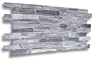I K H E MALARKA 10 pièces 3D panneaux de muraux & plafond, en plastique PVC, aspect imitation pierre, revêtement mural, 4m² - 1mm d'épaisseur