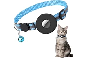 RUNMEIHE Katzenhalsband für Airtag, Reflektierendes Katzenhalsband mit Glocke und Sicherheitsschnalle, kompatibel für Apple Airtag, Kätzchenhalsband mit Airtag-Halter Wasserdichtem Verstellbar 22–35 cm