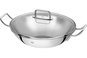 ZWILLING Wok, Couvercle en Verre, Grille Amovible Inclus, Ø 32 cm, Acier Inoxydable, Compatible Induction, double poignées, série Plus