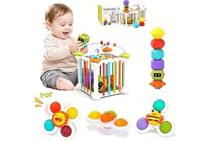 Jokooan Montessori Leksaker för Spädbarn (12 st), Montessori Games STEM Motor Cubes Shape Sorting Educational Toys med 3 Sugk