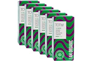 TOTM Super Applicator Tampons | Certified Organic Cotton | | Plastic-Free applicators & Wrappers | Naturally Soft, Absorbent & Super Comfy | 6 Packs |84 tampons