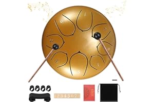 SUNJULY 6 Inch Hand Pan Drum With Drumsticks, Carrying Bag, Tonic Sticker and Travel Bag