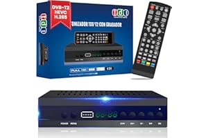 FIYAPOO TDT HD HDMI,Decodificador TDT HD para TV, DVB-T2 H265 HEVC FTA, PVR, USB, HDMI, MPEG-2/4，Decodificador Digital SCART TV，Sintonizador de TV Digital Terrestre Full HD 1080p（Español 2024 Nuevo）