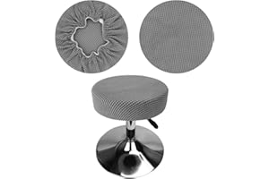 HuaLiSiJi Fundas Taburetes Redondos 30-40cm Fundas para Taburetes de Bar, Estirable Antiarrugas Lavable Antipolvo Suave y Resistente, Cambia la Forma del Taburete en Segundos (1, Gris Claro)
