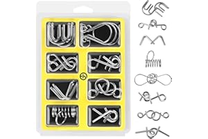 Gracelaza 8 pcs Metal Wire Puzzle Logic Brain Teaser Set - Metal Ring IQ Puzzles Difficult Games - Ideal Intelligence Toys Gifts for Kids and Adults