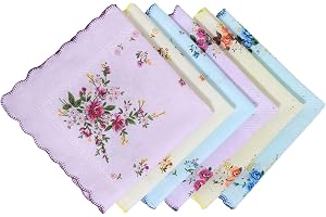 Shimmeroo 6 st damnäsdukar - 100 % bomull vintage blommig näsduk mjuk broderad Wendding näsduk för kvinnor (färgglad)