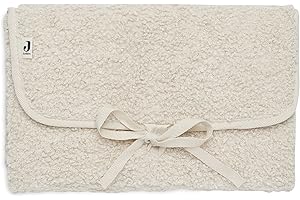Jollein Wickelmatte Baby – Bouclé – Faltbare Reise Wickelunterlage – 71x50 cm – Weich, Wasserabweisend & Waschbar – Mit Bindebändern – Ideal für Unterwegs – Farbe Natur