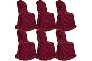 FXKS 6 Pack Satin Stuhlhussen 43x55 Zoll Universal Stuhlhussen,Abnehmbare Waschbare Stühle Slipcover Passt zu den Meisten Stühlen,Satin Stuhlabdeckung Schutz für Hochzeit Bankett (Weinrot)