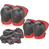 Lrs Store Koruyucu Dizlik Dirseklik El Koruyucu Set 6 PAr&ccedil;a Bisiklet Scooter Paten Koruma 4-12 Yaş, Kırmızı-Siyah