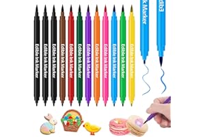 Muyohix 12 Stück Lebensmittelfarbe Stift, Lebensmittel Stifte Backen Lebensmittelfarbe Stifte Essbarer Markierungen mit Feiner und Dicker Spitze für Kuchen,Macaron,Ostereier (10 Farben)