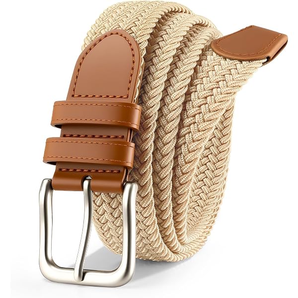Cintura Elastica Intrecciata Unisex - Larga 3,3 Cm E Lunga 110 Cm Con Fibbia In Metallo Senza Nichel - Per Pantaloni E Jeans