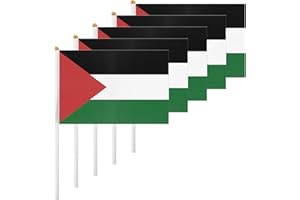 ASUNO 20 Pack Palestinian territories Flags HandHeld Small Banners 14 × 21 cm Mini Palestinian Stick Flag Polyester for Party Decorations World Cup International Festival Events Indoor and Outdoor