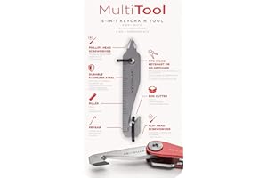 KeySmart MultiTool - Portachiavi multiuso 5 in 1, strumento con taglierina per scatola, righello, levachiodi, cacciavite a croce e a testa piatta