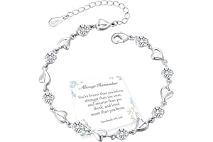 EXGOX Armband Silber Damen Liebes Herz 925 Sterling Silber Liebesherz Glänzender Kristall Diamant Verstellbares Armbänder für Damen und Mädchen