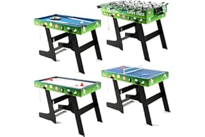 HLC 4 In 1 Multi Game Combination Table Set 4ft Game Table with Accessories, Foosball Table,Ping Pong,Pool Billiards,Air Hockey for Kids Adults Family