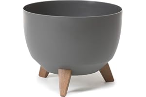 HAPPYFLOWER Happy Flower MultiProject Flower Pot on the Feet Plant Pot Round 3 Sizes 5 Colours Planters (Diameter 29 cm, Anthracite)