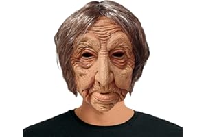 Aofonchy Máscara de Bruja de Halloween con Cabello - Máscara de Terror de Látex Espeluznante para Fiesta de Disfraces de Carnaval