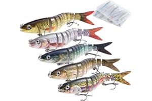 Matymats Multi Jointed Lures for Bass, Trout, Perch & Pike - Slow Sinking Bass Lure, Sea Fishing Swimbaits for Fresh & Saltwater - Fishing Gifts for Men
