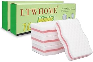 LTWHOME Netter rosafarbener Zwischenschicht Magischer Schwamm Schmutzradierer in Wellenform Melamin Schaum mit hoher Dichte 10 x 6 x 2.5cm (20 Stück)
