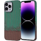 Elfia iPhone 14 Pro Max ile Uyumlu Karbon Fiber G&ouml;r&uuml;n&uuml;ml&uuml; Kamera Lens Korumalı M-Safe Şarj &Ouml;zellikli İnce Kılıf, Nekst Yeşil