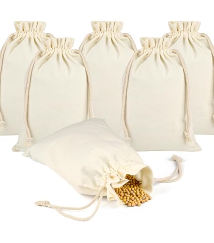 50 Sacchetti In Cotone Mussola Con Coulisse - Riutilizzabili, Naturali, 15,2x20,9 Cm - Per Gioielli, Regali, Feste E Matrimoni