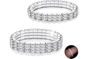 Kucheed Bracelets Extensibles en Strass, Bracelet Rivière en Diamants Étincelants, Bijoux de Mariage Empilables en Cristal Brillant pour Femm