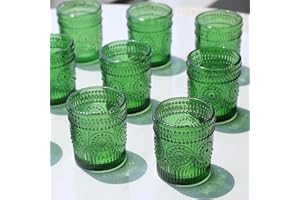 Vohocandle Green Tealight Holders Set of 12, Votive Candle Holder Sunflower Embossed for Outdoor Christmas Decorations, Holiday, Boho Glass Tea Light Holder for Dressing Table(5.5cm*6.5cm,W/H)