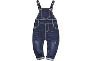 KIDSCOOL SPACE Salopette di Jeans Blu e Nera per Neonati e Bambini/Ragazze, Abbigliamento da Lavoro in Jeans