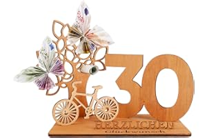 EUES Libro degli ospiti per compleanno, in legno, 2023, in legno, per compleanno, uomo e donna, compleanno, anniversario, 30 anni con numeri annuali, per decorazione di compleanno, libro degli ospiti