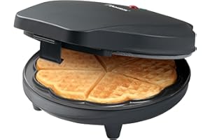 Bestron Waffle Maker, piastra per waffle a forma di cuore, macchina per waffle con antiaderente & indicatoro luminso, collezione Black Label, 700 watt, colore: Nero opaco