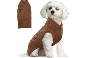 Hjumarayan Hundepullover - Weich & Warm Hundepullover Mittelgroße Hunde Hundepulli Stricken mit Revers Pullover für Hunde Yorkshire Französische Bulldogge (Braun L)