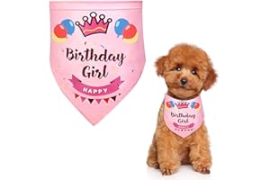 SUBTAVIK Bandana de cumpleaños para Perro, Bandana para Perro para cumpleaños, triángulo, niña, Perro, Bufanda, Mascotas, Suministros de Fiesta de cumpleaños, Bandana de Feliz cumpleaños para niñas (Rosa)