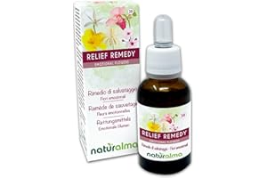 ‎NATURALMA Relief remedy Remedia kwiatowe Naturalma - Krople 30 ml - Płynny ekstrakt bezalkoholowy - Esencje kwiatowe - Wegański i bezalkoholowy