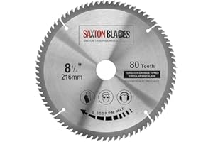 Saxton TCT21680T - Hoja de sierra circular de 216 mm, 80T, cuerpo FHS, diseño de dientes compensados ATB, compatible con Dewalt, Bosch, Makita, Ryobi