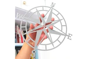 ESTART Decorazione da parete in metallo con bussola nautica da 28 cm, decorazione da parete, soggiorno, camera da letto, ufficio, portico, giardino, patio, da appendere alla parete, a tema spiaggia,